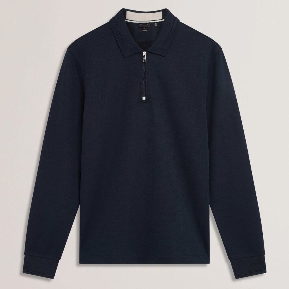Ted Baker Ingmar Men's Navy 1/4 Zipper Pullover Polo Shirt - Large (4) - NWT